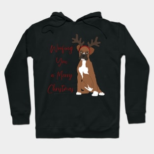 Cute Christmas Boxer, woofing you a merry Christmas Hoodie